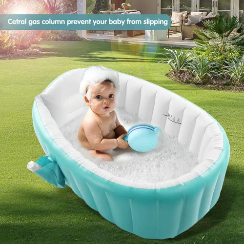 Vista 3 de Bañera inflable para bebé con bomba de aire, bañera para bebé, bañera para niños pequeños, lavabo de ducha plegable para recién nacido, bañera