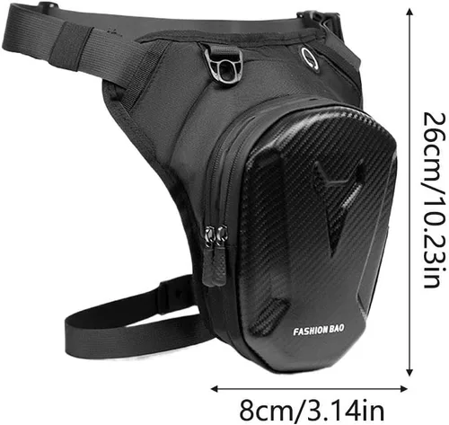 Vista 8 de Bolsa de pierna de motocicleta – Riñonera impermeable al aire libre con conector para auriculares, correa de hombro ajustable y compartimento