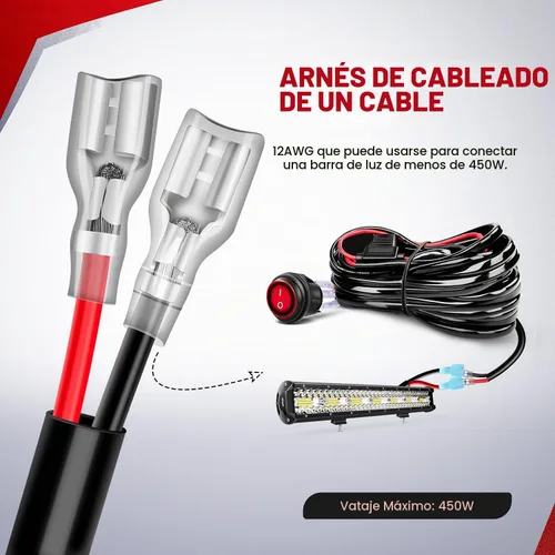 Vista 5 de Nilight Kit de arnés de cableado de barra de luz LED de cobre, 1 cable de 12 AWG resistente 12 V, interruptor de encendido y apagado, fusible