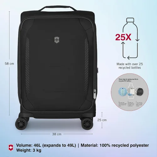 Vista 2 de Victorinox Crosslight Frequent Flyer - Maleta ligera con ruedas para artículos esenciales de viaje, equipaje expandible con organizador plegable