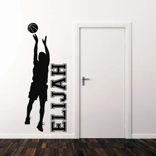 Vista 8 de Calcomanía de vinilo con nombre personalizado de baloncesto para niños