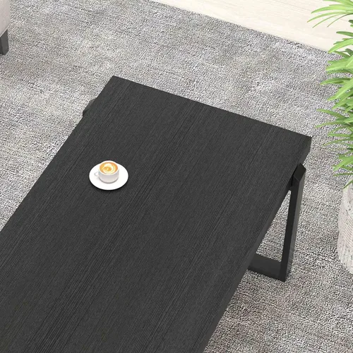 Vista 4 de FOLUBAN Mesa de café negra, mesa central moderna de madera y metal industrial, mesa rectangular de cóctel y té para sala de estar, 47 pulgadas