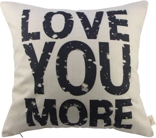Vista 3 de Love You More - Funda de cojín cuadrada de algodón, 17.5 x 17.5 in