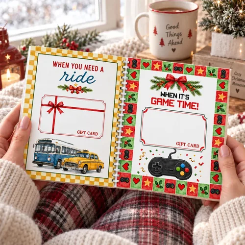 Vista 5 de Libro de tarjetas de regalo de Navidad para adultos, adolescentes Book2 Santa