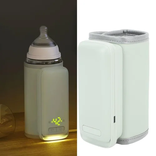 Vista 6 de Calentador de biberones, calentador de biberones portátil, calentador de leche de viaje de calentamiento rápido con pantalla LED, calentador