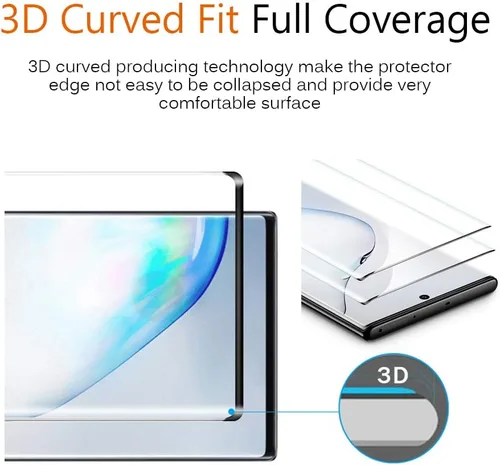 Vista 2 de Samsung Galaxy Note 10 Protector de pantalla de vidrio templado para Galaxy Note 10 [Curvo 3D] [Reconocimiento de huellas dactilares] Protector