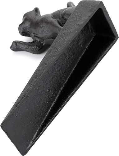 Vista 7 de Sumnacon 2 paradas de hierro fundido para puerta de gato, resistentes topes rústicos para puerta que evitan perforar agujeros, cuñas de puerta