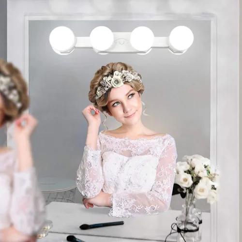 Vista 2 de Luz de Maquillaje Portátil, Luces LED Inalámbricas para Espejo de Tocador con Brillo y Temperatura de Color Ajustables para Mesa de Tocador, Baño