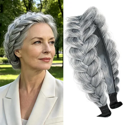 Vista 13 de Diadema Ancha Trenzada Aro Accesorios de Moda para el Cabello Banda Elástica Antideslizante para Mujeres y Niñas (Color Bronce Antiguo)