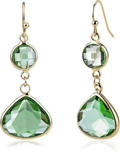 Vista 12 de Pendientes Colgantes de Zafiro Azul y Gotas de Topacio Azul en Oro Hechos a Mano con Aguamarina para Mujeres - Azul y Rosa Aguamarina (Aquamarine)