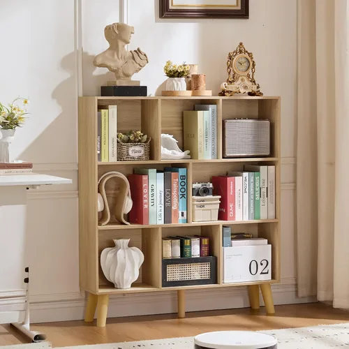 Vista 66 de LEYAOYAO Estantería de 5 cubos de 3 niveles con patas, estante negro menta para libros para niños, bonito organizador de almacenamiento, estantes