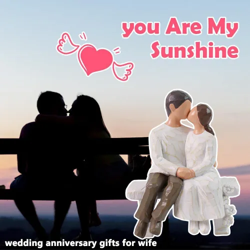 Vista 3 de jinhuoba Figuras románticas para parejas, escultura pintada a mano, el mejor regalo de San Valentín, matrimonio, aniversario, boda, compromiso