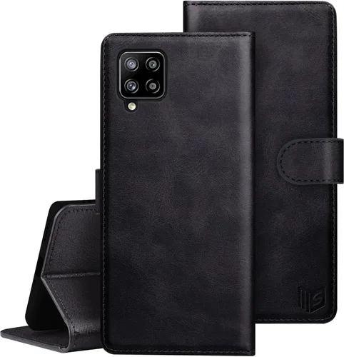 Vista 8 de SUANPOT Funda de piel tipo cartera para Samsung Galaxy A12 con bloqueo RFID, tarjetero para tarjetas de crédito, funda de teléfono con tapa a prueba