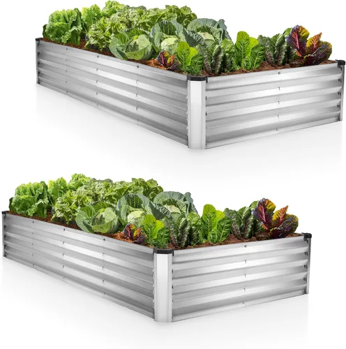 Vista 7 de Plant & Plot Camas de jardín elevadas galvanizadas para exteriores/ Jardinera elevada de 6 x 3 x 1 pie para jardinería, verduras, flores, caja