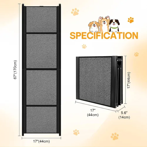 Vista 2 de Rampa para perros de 67 x 17 pulgadas, rampa para perros para automóvil, rampas plegables para mascotas, escaleras para perros de hasta 250 libras