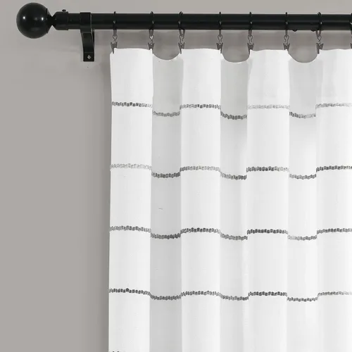 Vista 2 de Lush Decor Paneles de cortina de ventana de algodón teñido con hilo de rayas degradadas, par de cortinas de 40 pulgadas de ancho x 63 pulgadas