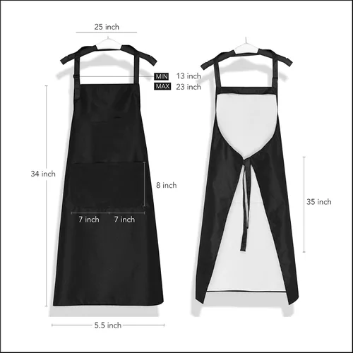 Vista 3 de Funny Aprons Black Kitchen Chef Apron, 2 Pockets Adjustable Neck Strap for Cooking Baking BBQ Birthday Gifts