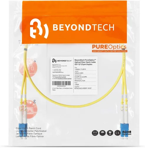 Vista 7 de Cable de conexión de fibra LC a LC de 1m (3.28 pies) – Cable de fibra óptica dúplex monomodo UPC – núcleo de 9/125µm, compatible con OS1 y OS2