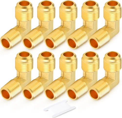 Vista 29 de GASHER Adaptador de codo de montaje de tubo de latón de 1/2 pulgada flare x 1/2 pulgada NPT macho Pipe