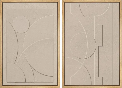 Vista 117 de SIGNWIN Lienzo enmarcado para pared, ilustraciones abstractas texturizadas en tonos beige terrosos, arte moderno, decorativo, contemporáneo
