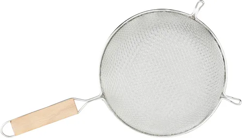 Vista 3 de Winco Colador, 8.0 in de diámetro, malla doble fina, mediano, estaño, marrón