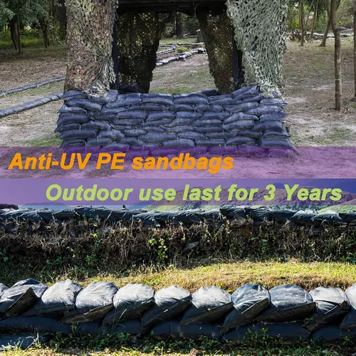 Vista 4 de Bolsas de arena de polietileno tejidas vacías de 19 x 24 pulgadas, protección UV, anti-UV, 3 años, con lazos, bolsas de arena resistentes