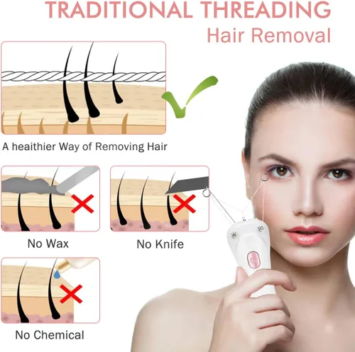 Vista 4 de Removedor de vello facial, depiladora eléctrica inalámbrica para mujer, depiladora de hilo facial, depiladora de belleza para mujer, removedor