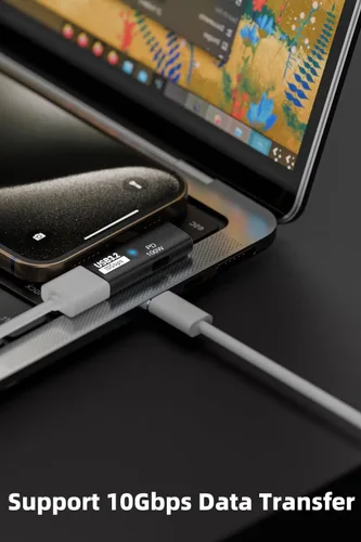 Vista 4 de AreMe - Adaptador USB C a USB 3.2 2 en 1 con puerto de carga de 100 W, color negro Convertidor OTG Thunderbolt 4/3 para Rog Ally, Steam Deck