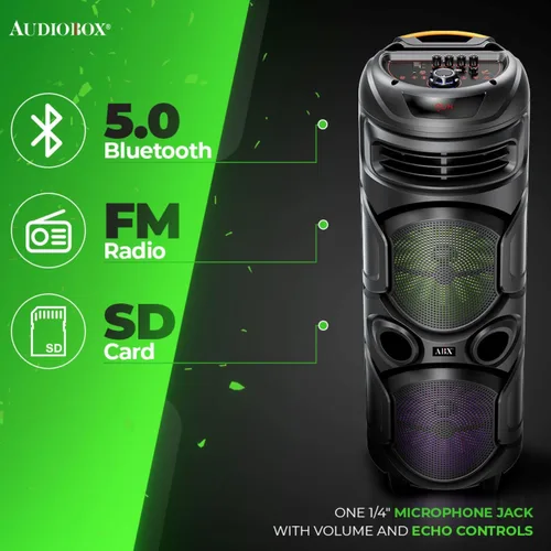 Vista 4 de Audiobox ABX-2900R - Altavoz Bluetooth dual de 8 pulgadas para fiesta, peso ligero con luces RGB, sonido de doble canal para fiestas, DJ, listo