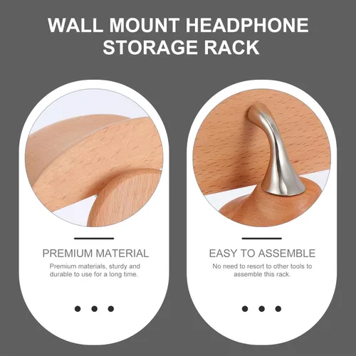 Vista 3 de UKCOCO Soporte de madera maciza para auriculares, soporte de madera, soporte de madera, soporte de madera, soporte para auriculares, soporte