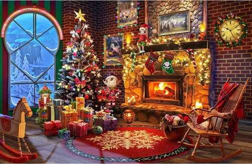 Vista 10 de Lavievert Rompecabezas de 1000 piezas para adultos – Noche nevada, aurora, árbol de Navidad, muñeco de nieve, trineo, escultura de hielo y ciervo