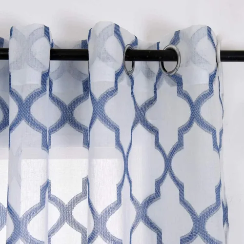 Vista 4 de NAPEARL - Cortina semitransparente de lino sintético con diseño jacquard geométrico