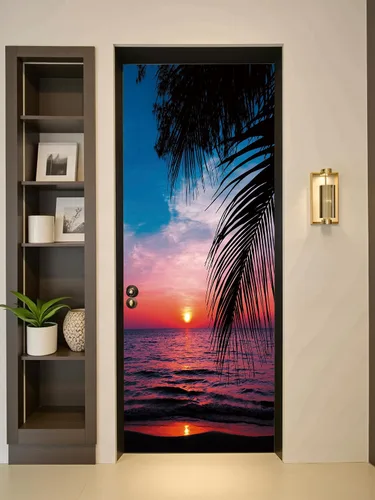 Vista 18 de FLFK Papel tapiz autoadhesivo extraíble para puerta de mar, 30.3 pulgadas de ancho x 78.7 pulgadas de largo, dividido en dos piezas