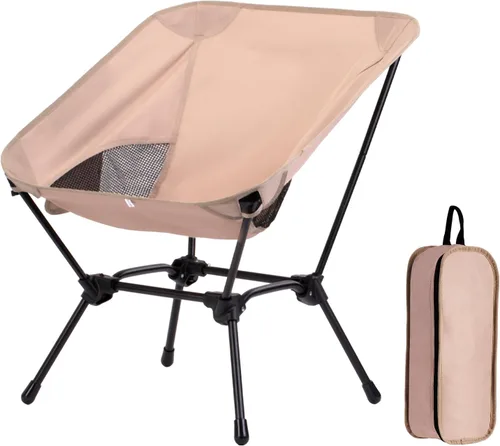 Vista 10 de Silla de camping plegable de respaldo alto con almohada, silla portátil ligera para adultos, ajuste de altura 2 en 1, reclinación profunda