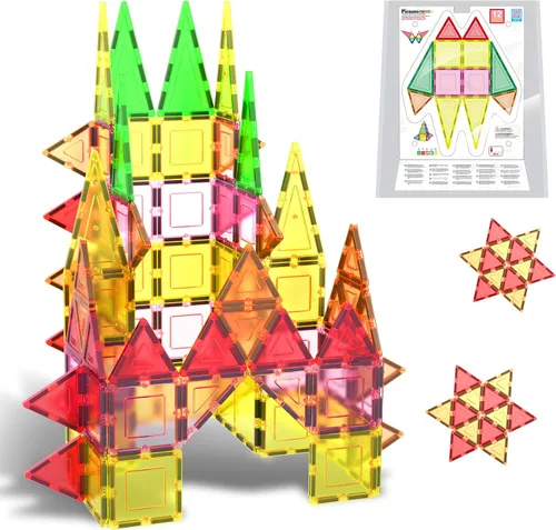 Vista 11 de PicassoTiles Bloques de construcción magnéticos con azulejos y click-in, artes gráficas educativas, juego de construcción de imán, juego