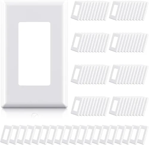 Vista 25 de ELEGRP Placas de pared decorativas sin tornillos de 1 banda, cubierta de placa frontal termoplástica irrompible para interruptor de salida