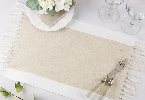 Vista 4 de SARO LIFESTYLE Bridger Collection - Manteles individuales de mesa de dos tonos (juego de 4), 14 x 20 pulgadas, natural