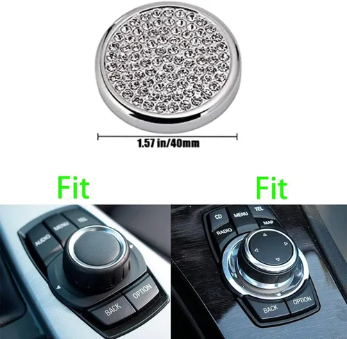 Vista 3 de MICROCK Accesorios Brillantes para BMW 1 2 3 5 7 Series X1 X3 X5 X6 Media iDrive Cubierta de Perilla del Botón Interruptor de Control Botón