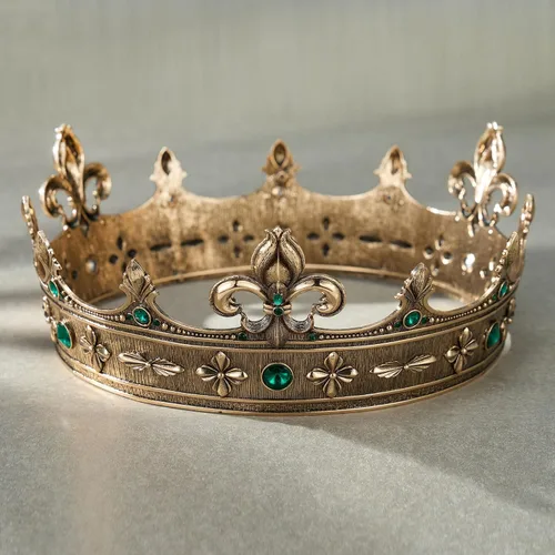 Vista 7 de SWEETV King Crown, Medieval Crown for Men, Men's Headband Prince Estilo 2: oro+verde
