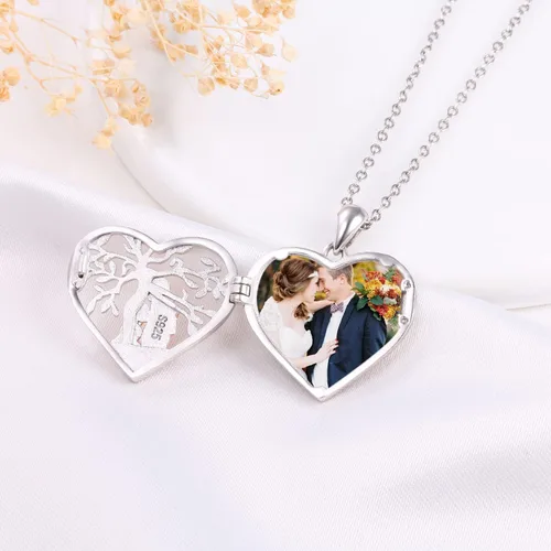 Vista 4 de DAOCHONG Collar con colgante de árbol de la vida de plata esterlina S925 para madre e hijo, regalo para mujeres, abuela, madre, hija, Plata