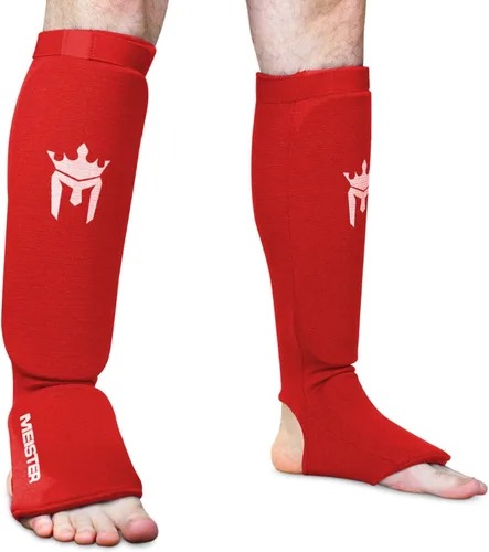 Vista 5 de Meister Espinilleras y empeine de tela elástica MMA (par) Comfort-fit protection with flexible impact padding for MMA, Muay Thai and kickboxing.