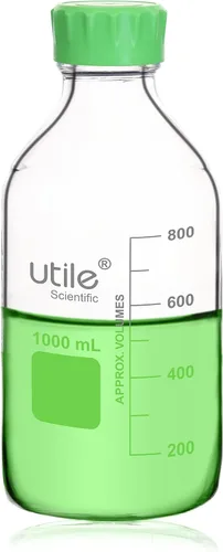 Vista 12 de Utile Botella multimedia, 3.3 botellas de vidrio de borosilicato con tapones de rosca GL45, 6 botellas de medios de laboratorio de 3.4 fl oz