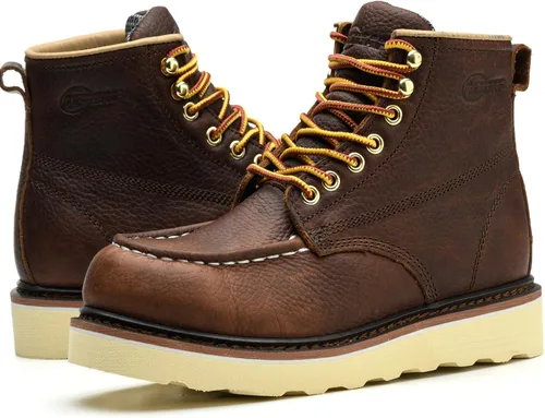 Vista 6 de Botas de trabajo para hombre - Botas de trabajo de 6 pulgadas con punta de cuña suave, Botas de trabajo impermeables para hombre