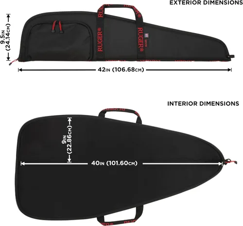 Vista 2 de Funda para rifle Ruger, color negro con logo Ruger en las asas, 40