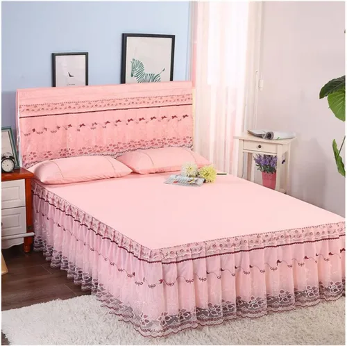 Vista 8 de OTBK Falda de cama individual blanca con volantes y borlas, estilo bohemio, falda de cama con encaje, volantes, floral, Shabby Chic juegos de ropa