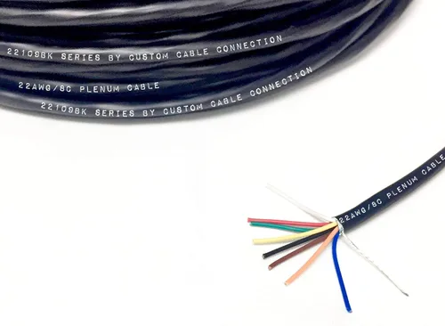 Vista 10 de Cable CMP Plenum blindado trenzado de conexión de cable, cable de bajo voltaje CL3P listado por UL, 22 AWG 2 conductores, carrete de 500 pies, blanco
