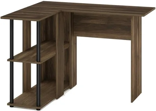 Vista 16 de Furinno Escritorio clásico, escritorio para juegos en forma de L de 40 pulgadas de ancho, escritorio para computadora, escritorio con estantes