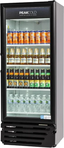 Vista 16 de PEAKCOLD + Refrigerador vertical de 1 puerta - Refrigerador comercial negro de 19.2 pies cúbicos de bajo consumo con puerta de vidrio