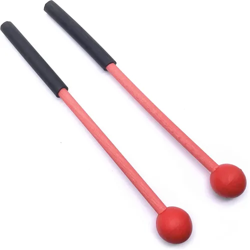 Vista 5 de 1 par de palitos de xilófono de goma de 9 pulgadas, mazos de percusión para Glockenspiel, xilófono, timbre, madera y campanas (negro)