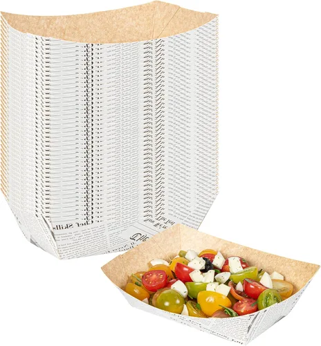 Vista 5 de Restaurantware -Bio Tek - Bandejas de alimentos de 2 onzas, 400 bandejas de papel desechables para alimentos, resistentes, a prueba de grasa, botes